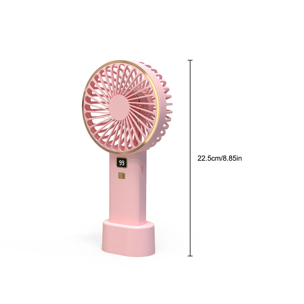 USB Mini Fan Rechargeable Portable Handheld Fan Digital Display Lazy Temporary Travel Shopping Cooling Home Car Air Cooler