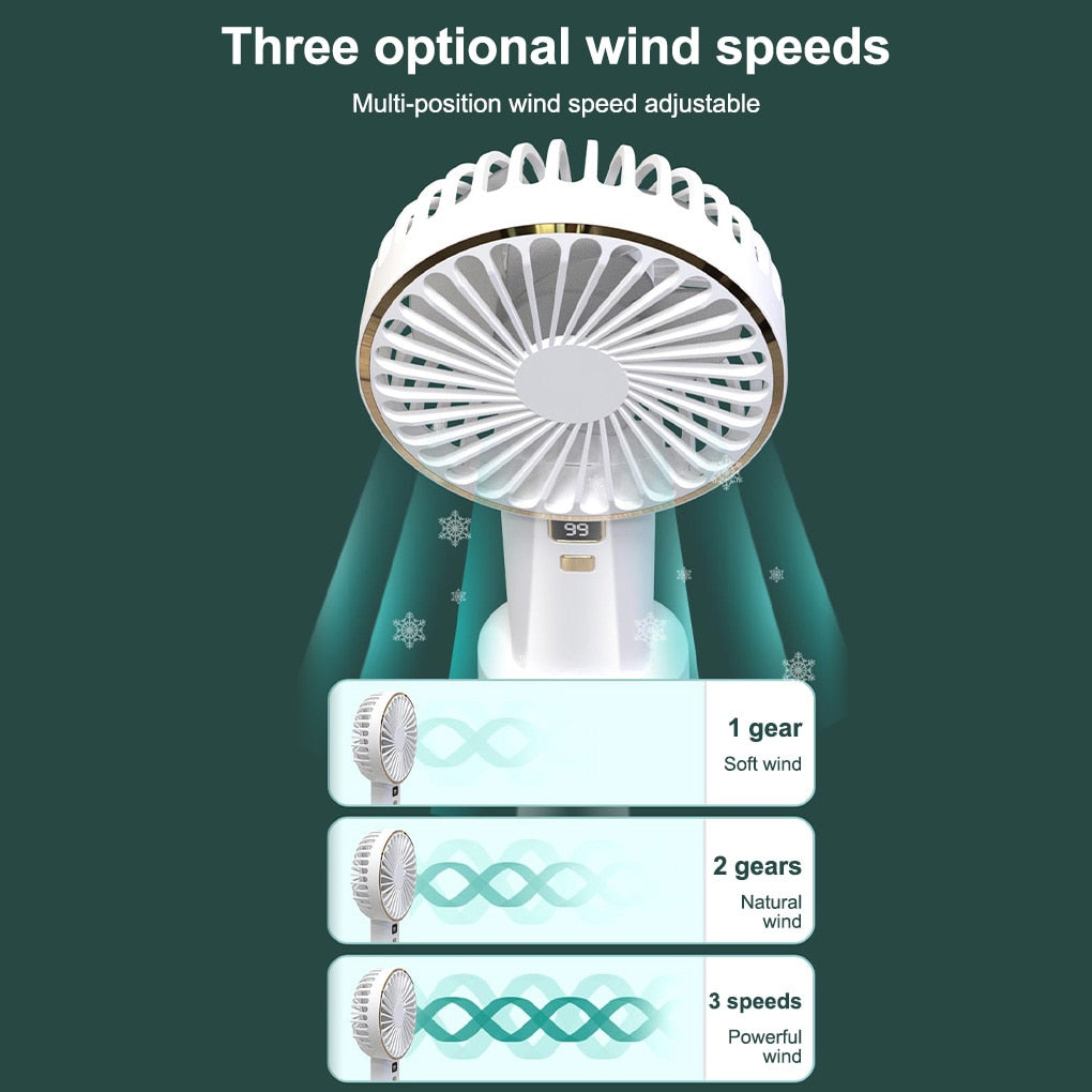 USB Mini Fan Rechargeable Portable Handheld Fan Digital Display Lazy Temporary Travel Shopping Cooling Home Car Air Cooler