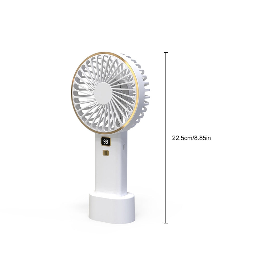 USB Mini Fan Rechargeable Portable Handheld Fan Digital Display Lazy Temporary Travel Shopping Cooling Home Car Air Cooler