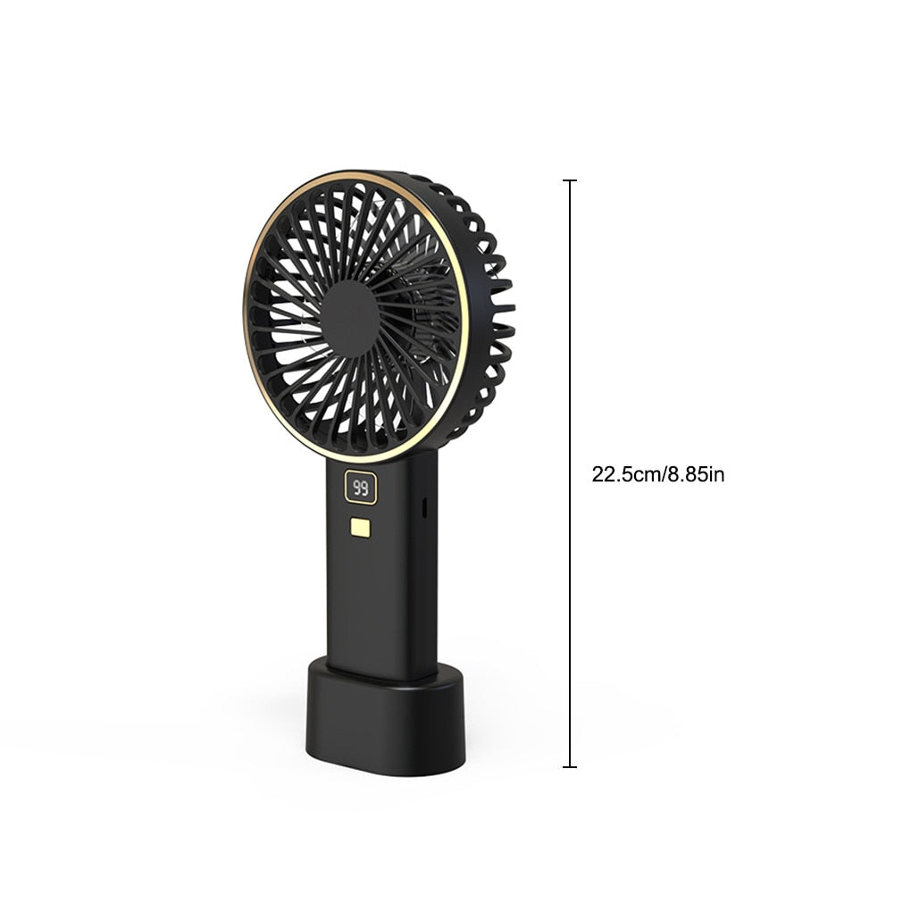 USB Mini Fan Rechargeable Portable Handheld Fan Digital Display Lazy Temporary Travel Shopping Cooling Home Car Air Cooler