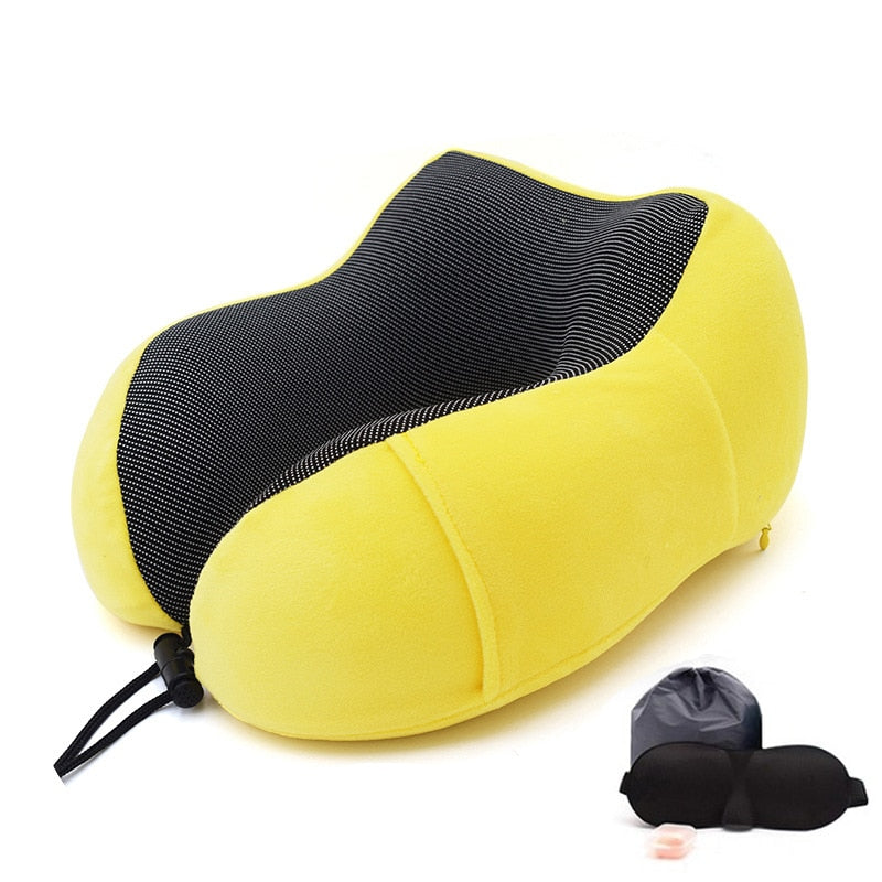 U-Shape Travel Pillow Pure Memory Foam Neck Pillow for Airplane Office Nap Cervical Pillows Flight Sleeping Head Neck Support