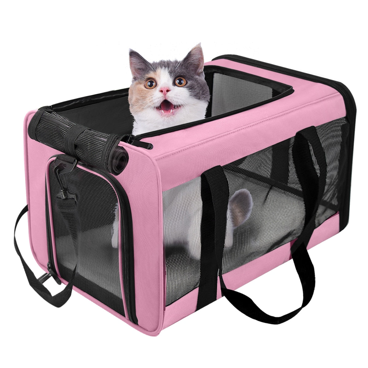 Cat Backpack Carrier Portable Transport Bag Soft Sided Airline Approved Pet Travel Carrier For Cats Reflective Tapes Handbag