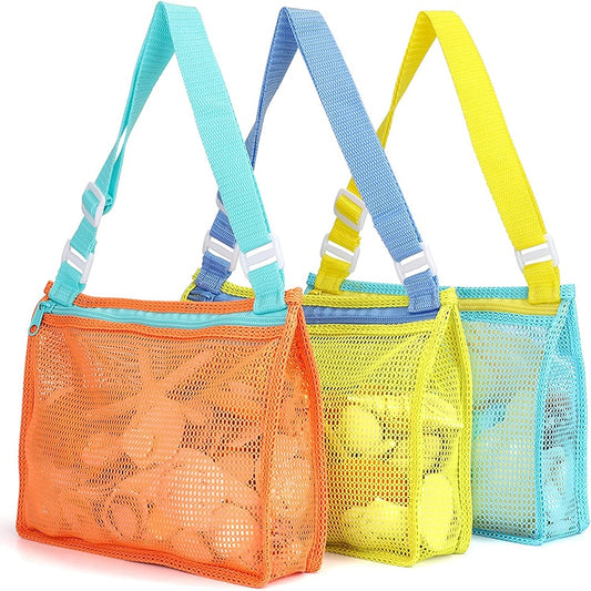 Beach Toy Mesh Bag Kids Shell Storage Bag Beach Toy Seashell Bag Mesh Pool Bag Sand Toys Swimming Accessories for Boys and Girls