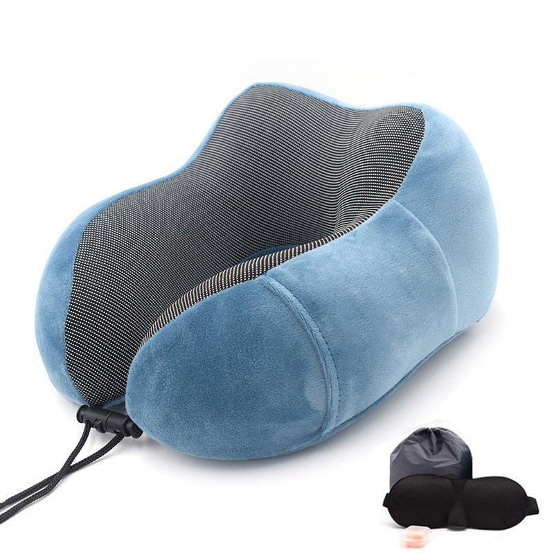 U-Shape Travel Pillow Pure Memory Foam Neck Pillow for Airplane Office Nap Cervical Pillows Flight Sleeping Head Neck Support