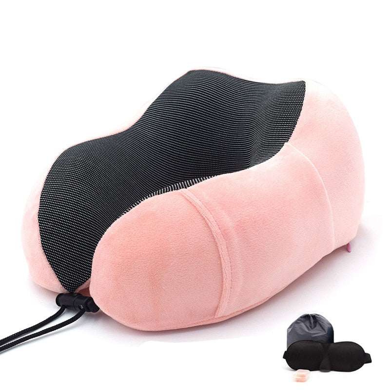 U-Shape Travel Pillow Pure Memory Foam Neck Pillow for Airplane Office Nap Cervical Pillows Flight Sleeping Head Neck Support