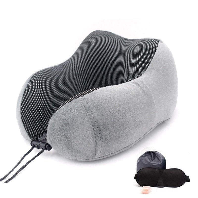 U-Shape Travel Pillow Pure Memory Foam Neck Pillow for Airplane Office Nap Cervical Pillows Flight Sleeping Head Neck Support